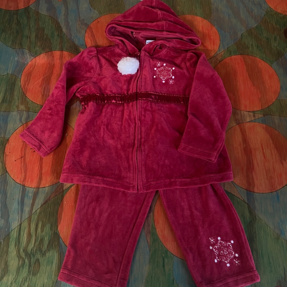 Lydia Jane Size 24 Month Baby Christmas 2 Piece Outfit Red Snowflake Winter.